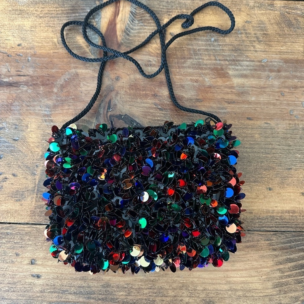 Sequin Embellished Multicolor Crossbody Bag